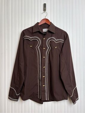 Ace Of Diamond Men’s Embroidered Button Up Shirt L Western Cowboy Ranchero Rodeo